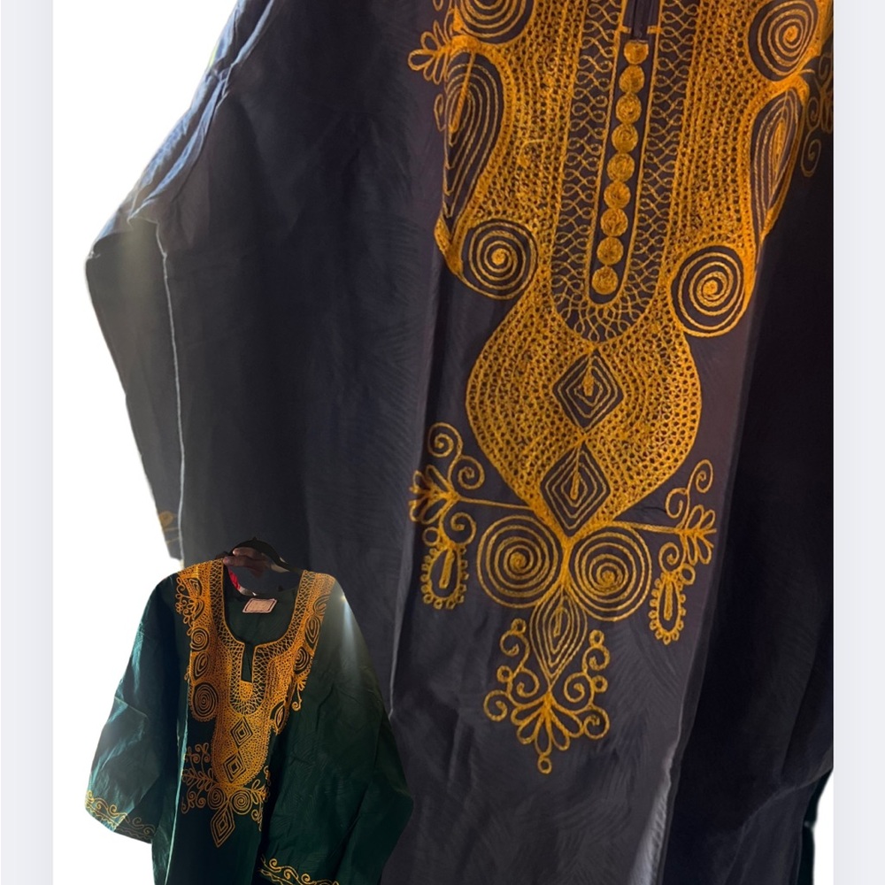 Black and Gold Embroidered Kaftan